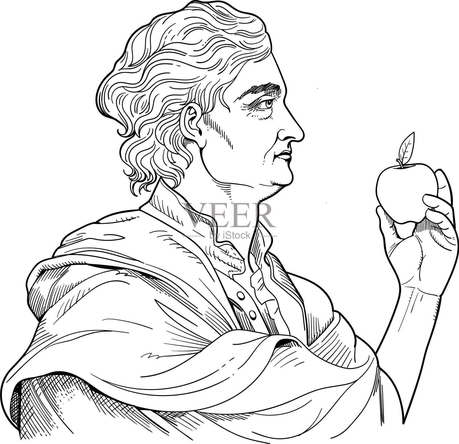 艾萨克牛顿的肖像设计元素图片