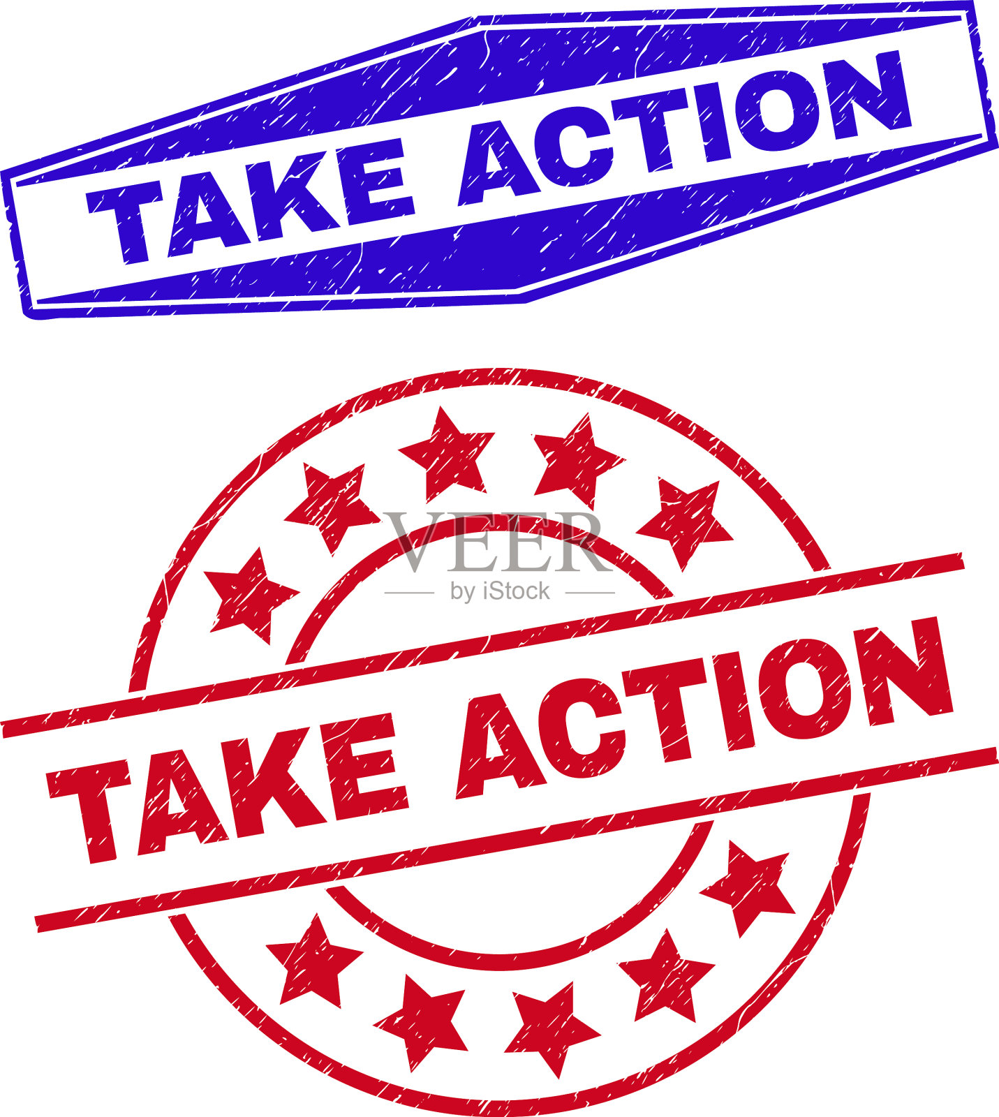 采取行动橡皮水印圈和插画图片素材