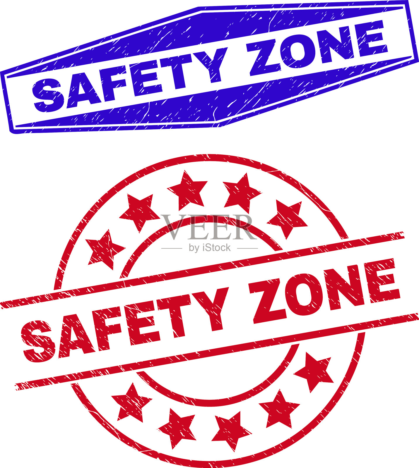 安全区域划伤印章印章在圆形和插画图片素材