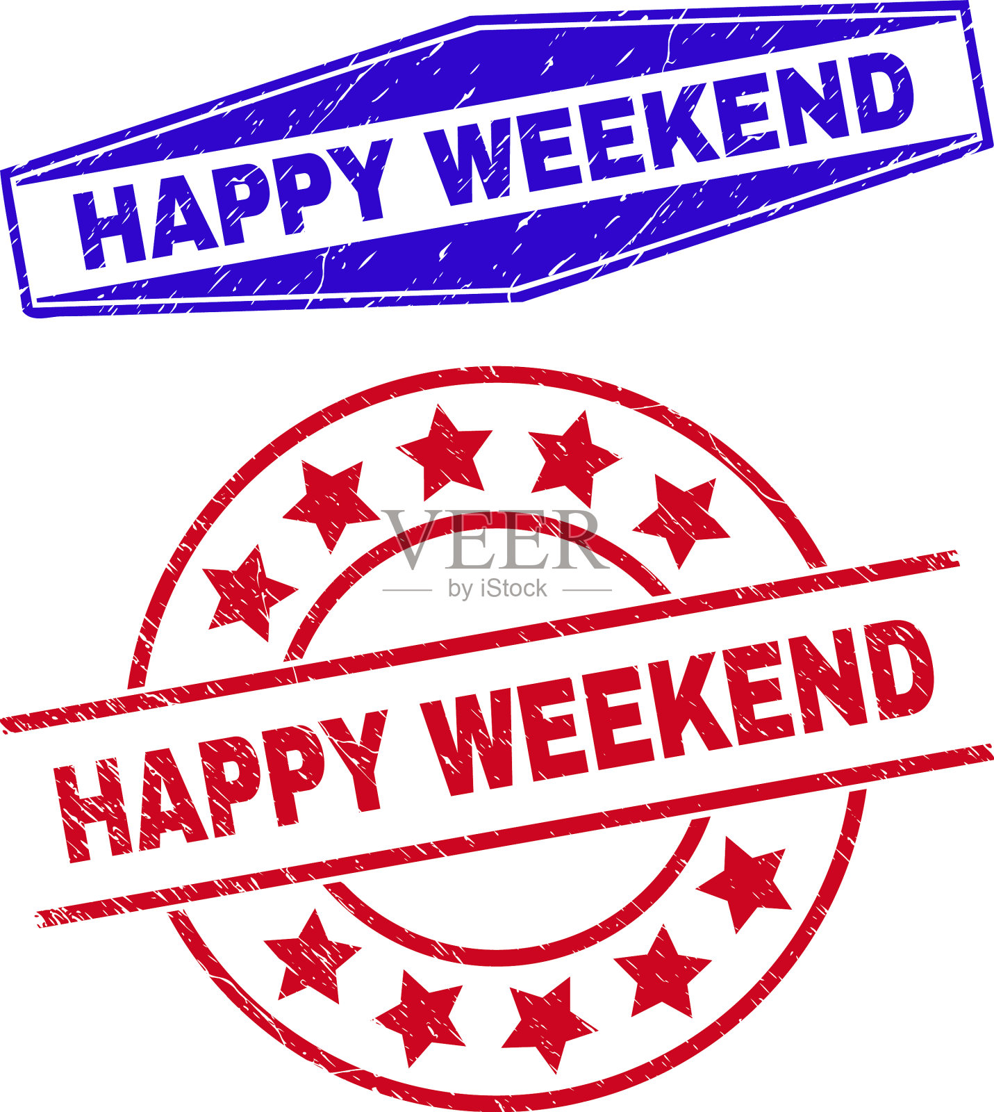 快乐的周末不洁印章印章圈和插画图片素材