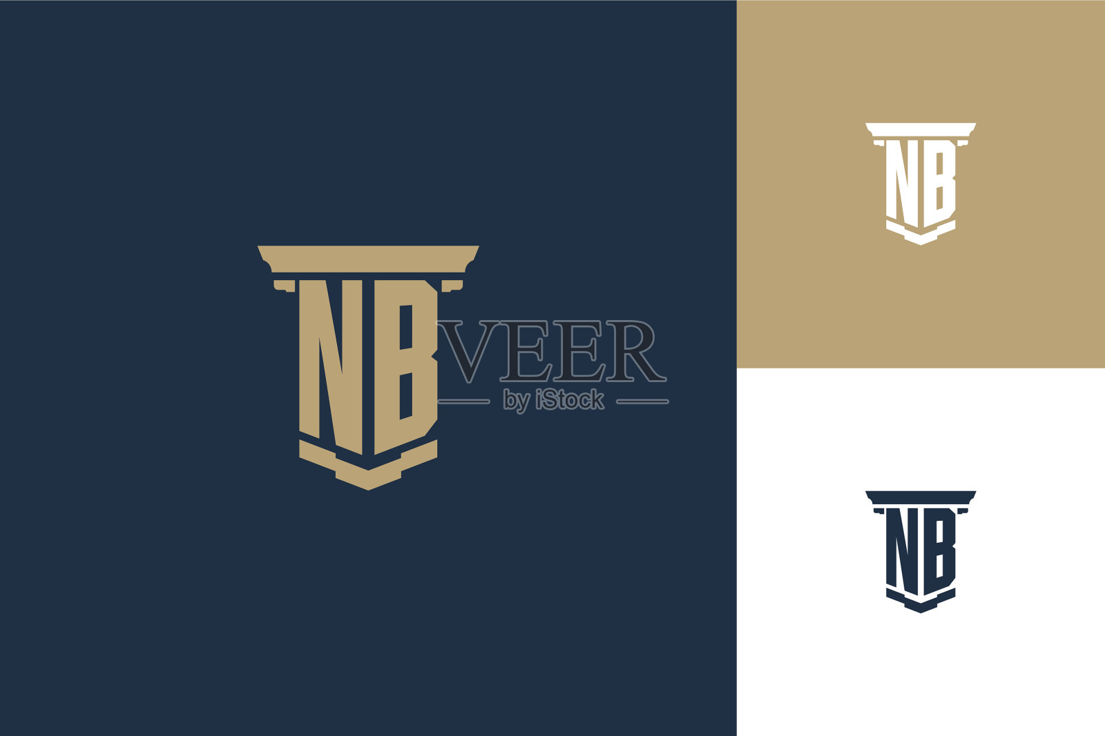 Nb首字母缩写标志设计与柱状图标插画图片素材