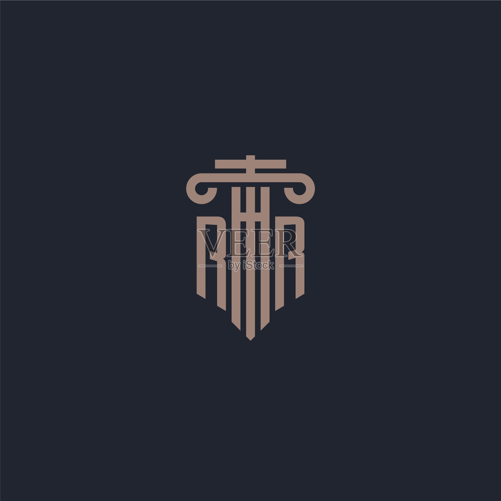 Rr最初的标志字母组合与支柱式设计插画图片素材