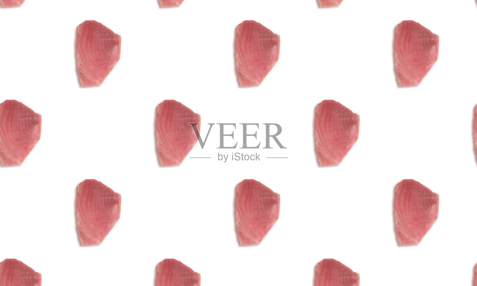 金枪鱼片无缝模式在白色背景照片摄影图片