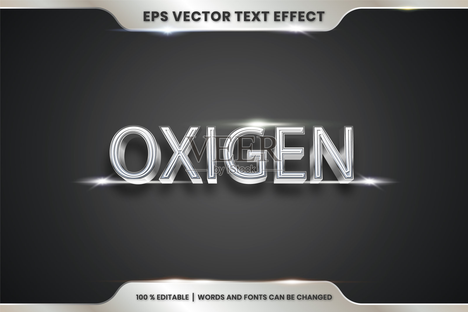 氧化字文字效果可编辑金属银插画图片素材