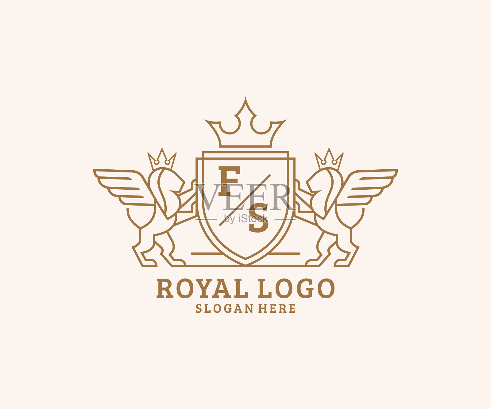 首字母fs字母lion皇家豪华纹章插画图片素材
