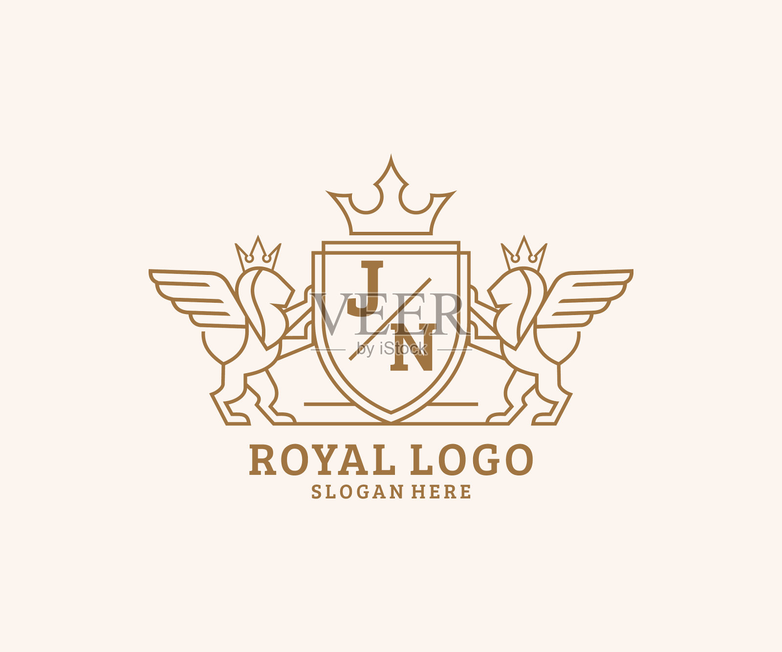 首字母狮子皇家豪华纹章插画图片素材