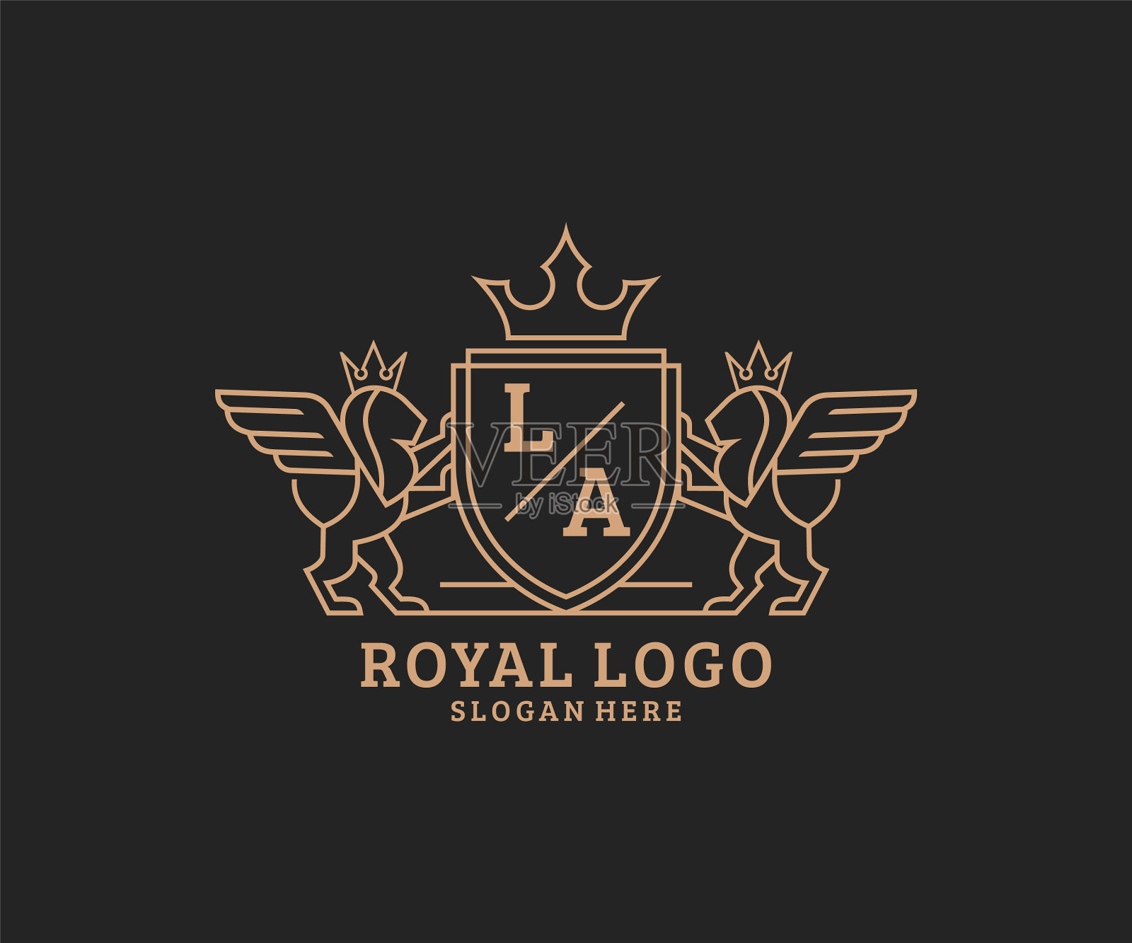 首字母la字母lion皇家豪华纹章插画图片素材