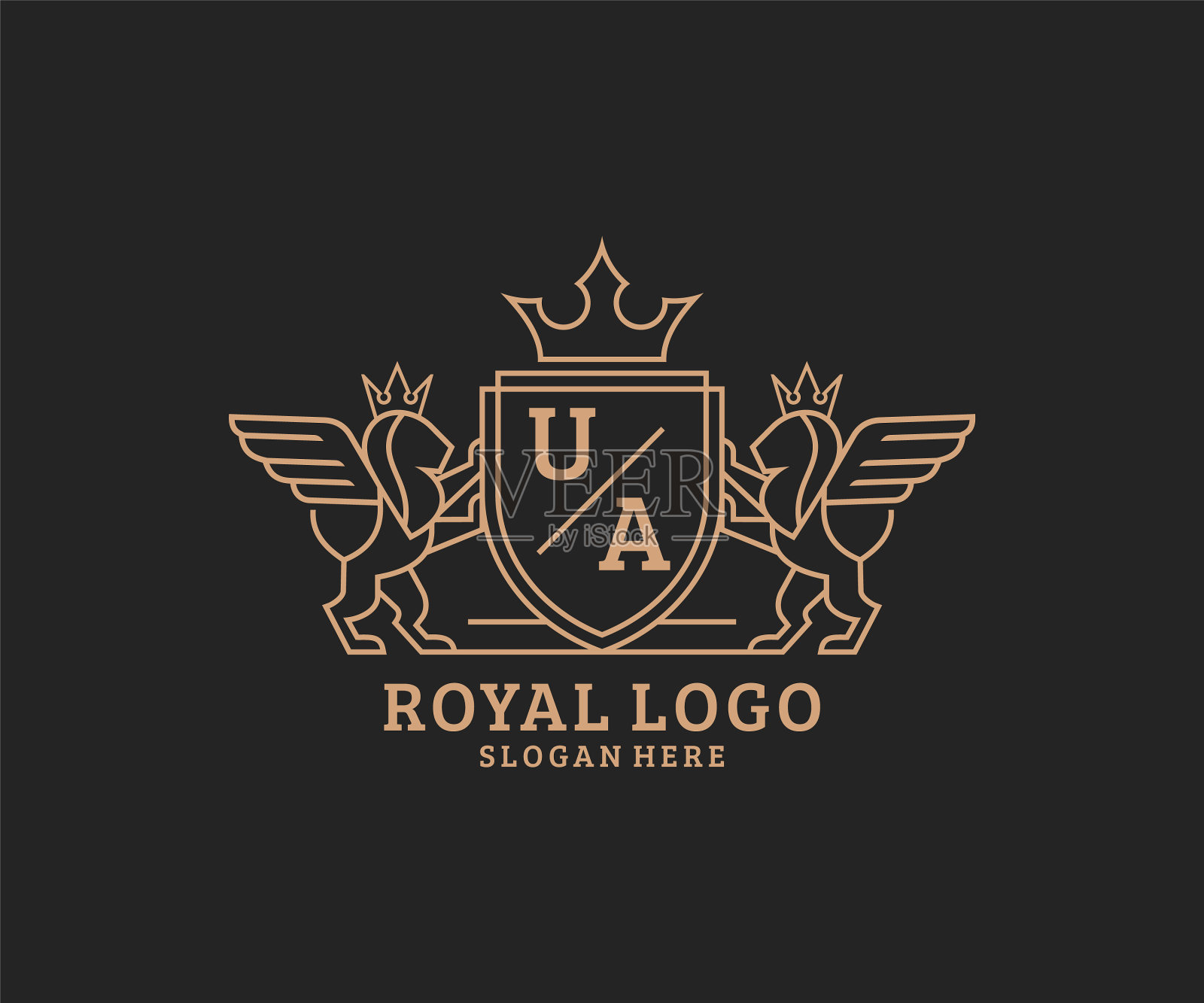 首字母a狮子皇家豪华纹章插画图片素材