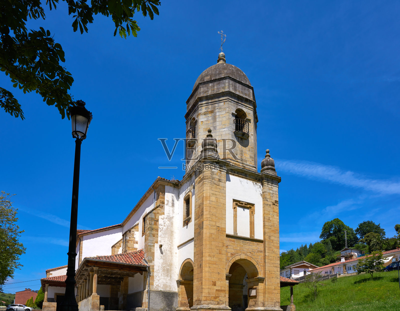 西班牙阿斯图里亚斯的拉斯特雷斯·科伦加村照片摄影图片
