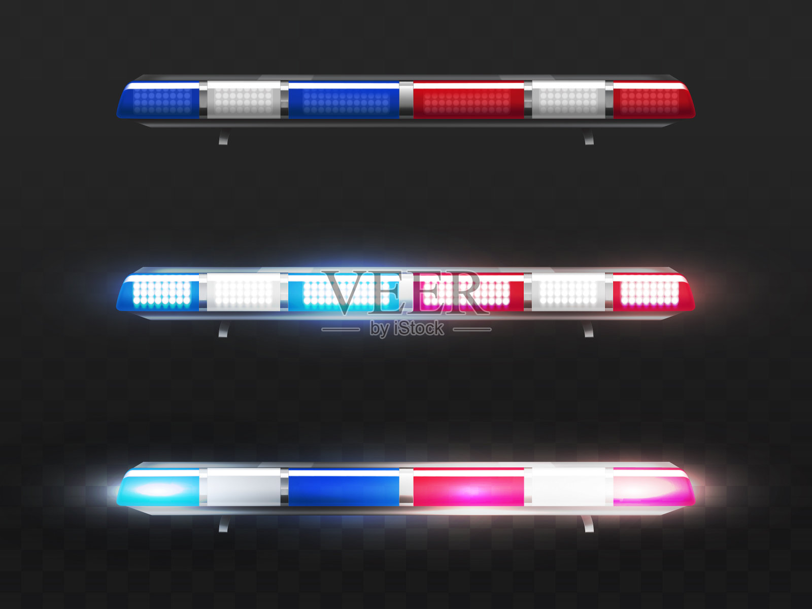 逼真的红蓝警示灯插画图片素材