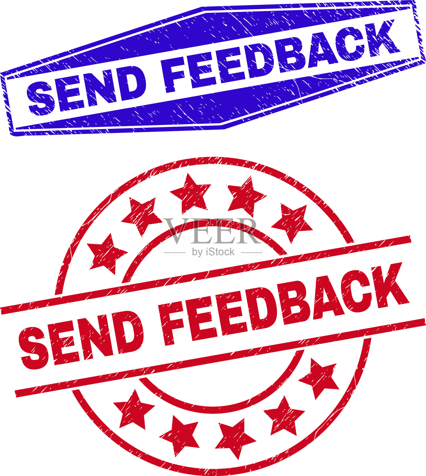 发送反馈不干净的水印在圆形和插画图片素材