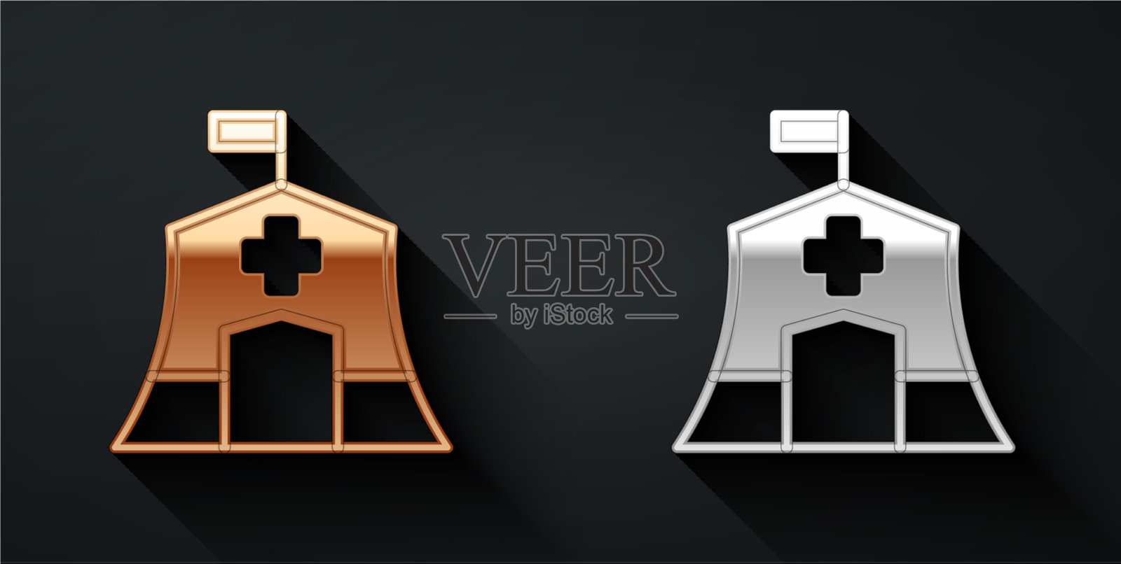 金色和银色紧急医疗帐篷图标图标素材