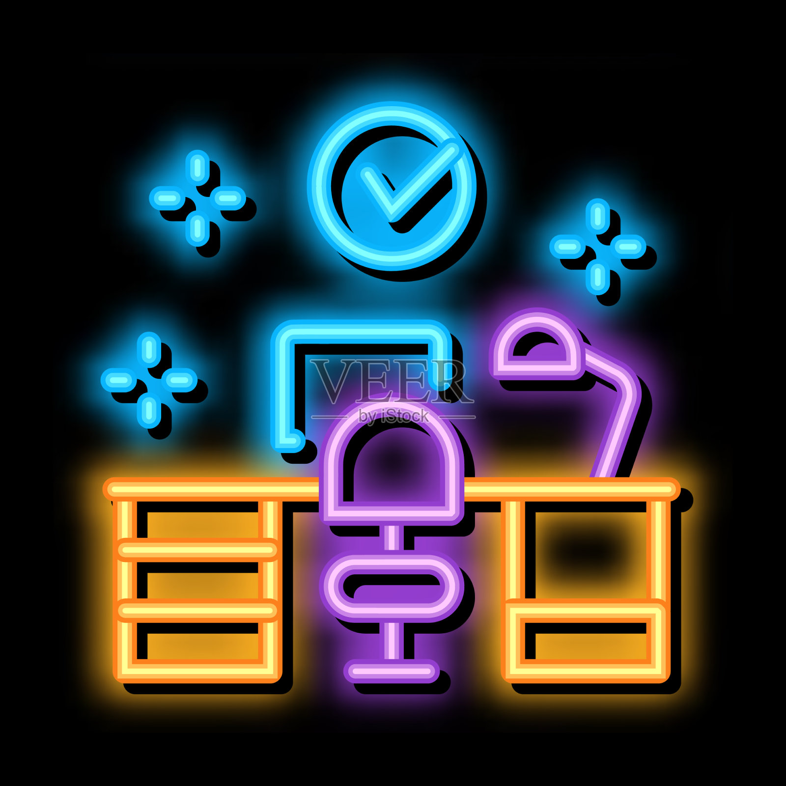 洁净工作室霓虹灯辉光图标插画图片素材