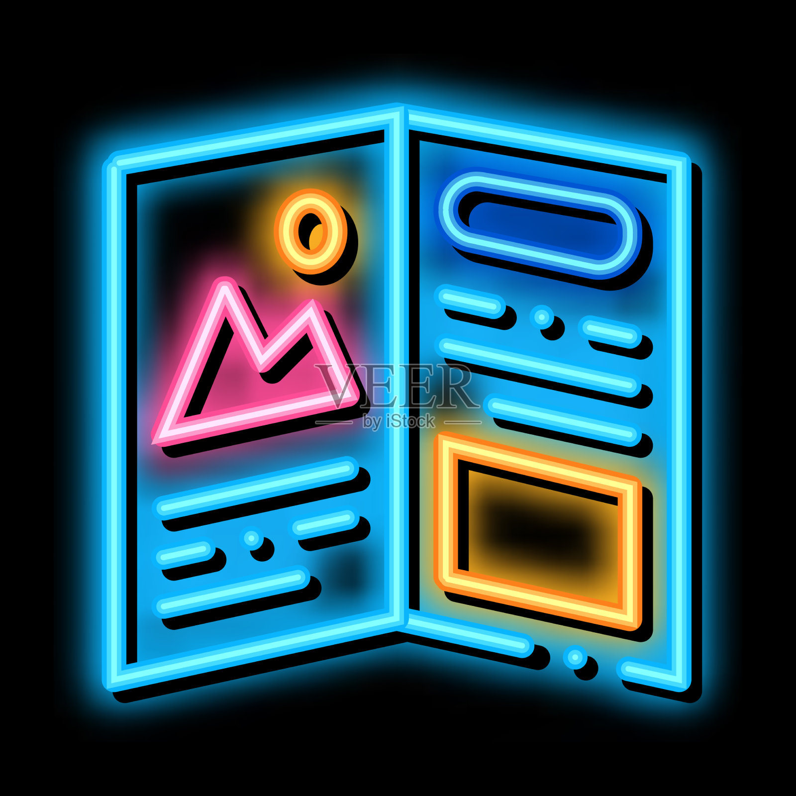 印刷小册子霓虹灯辉光图标图标素材