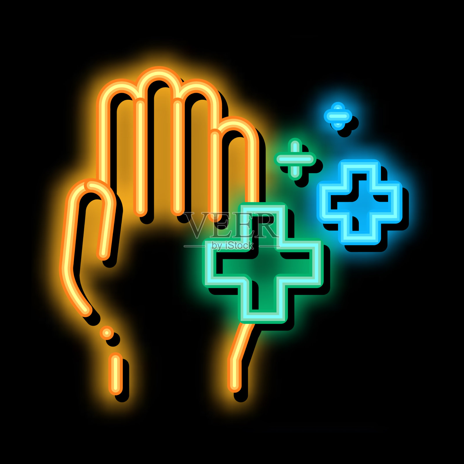 医疗霓虹灯辉光图标插画图片素材