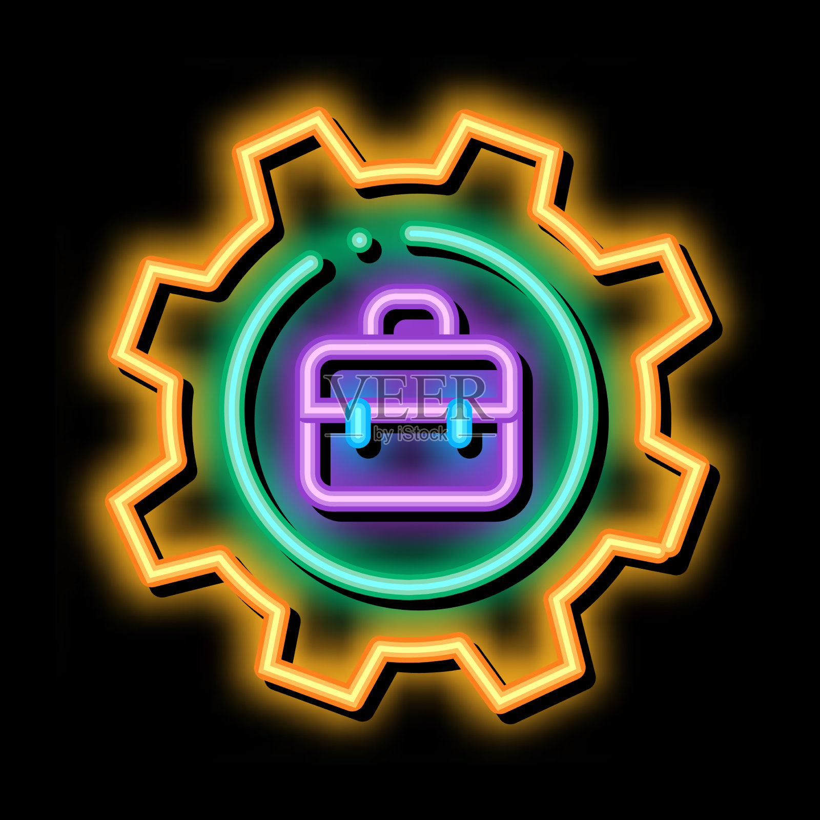 职业设置霓虹辉光图标图标素材