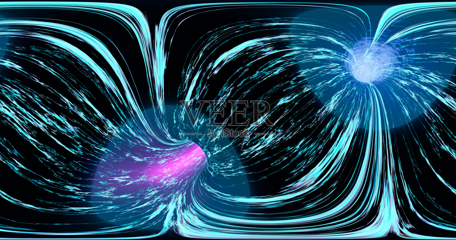 3 d渲染。环境360度。时空中的虫洞。以光速运动。摘要在超空间中跳跃到五彩缤纷的恒星之间。照片摄影图片