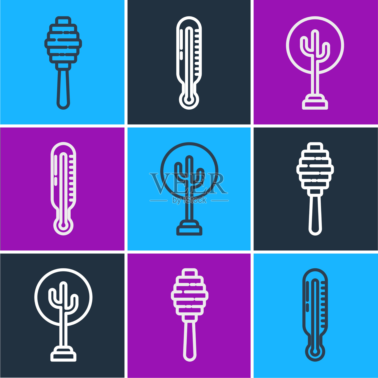 集线采蜜勺棍树气象图标素材