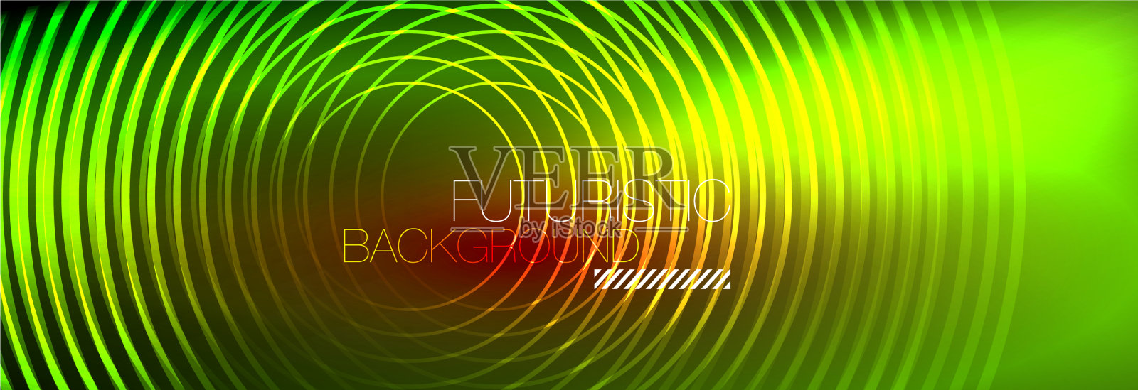 暗抽象背景与发光的霓虹灯圈插画图片素材