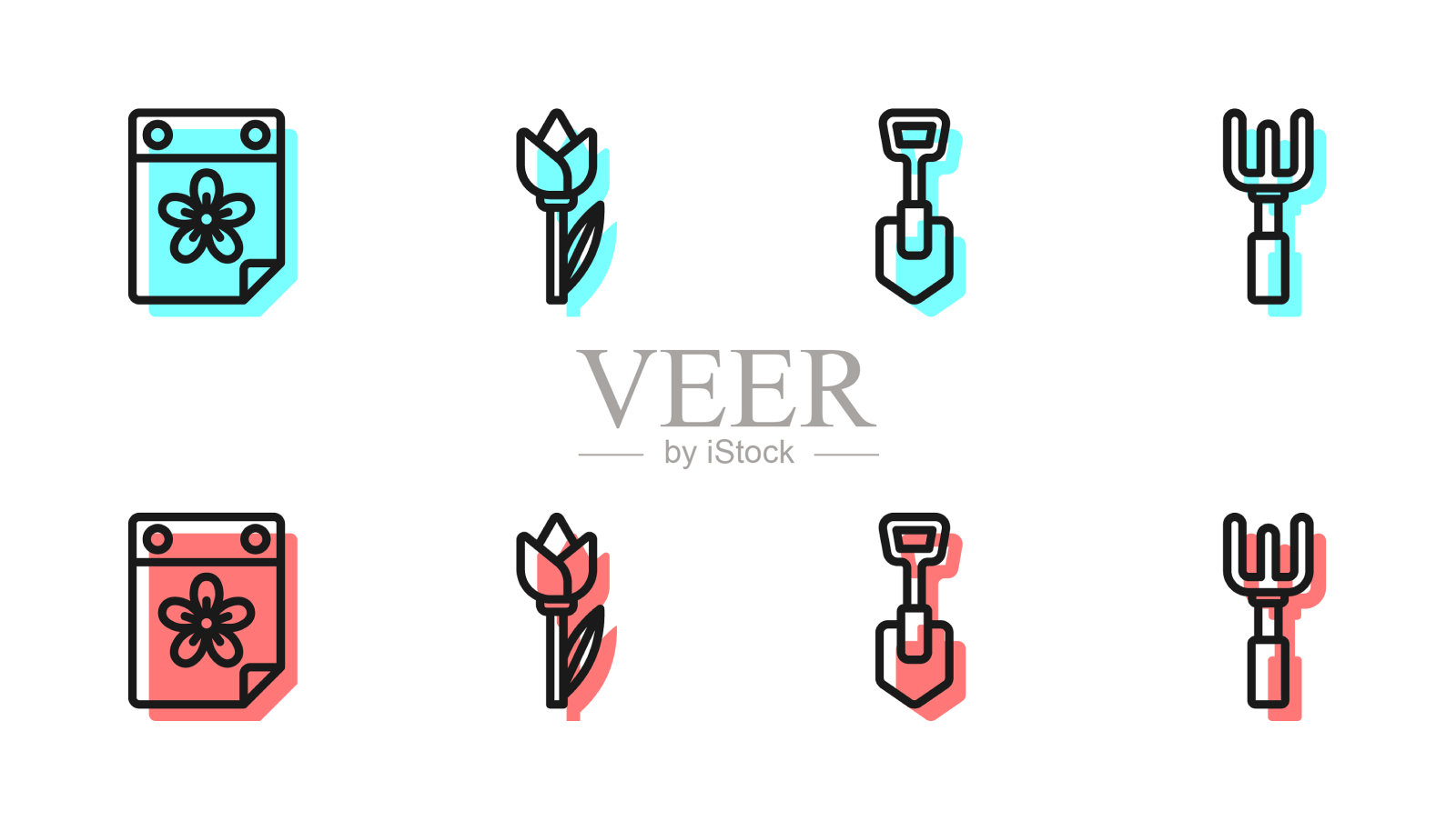 定行铲日历用花花插画图片素材