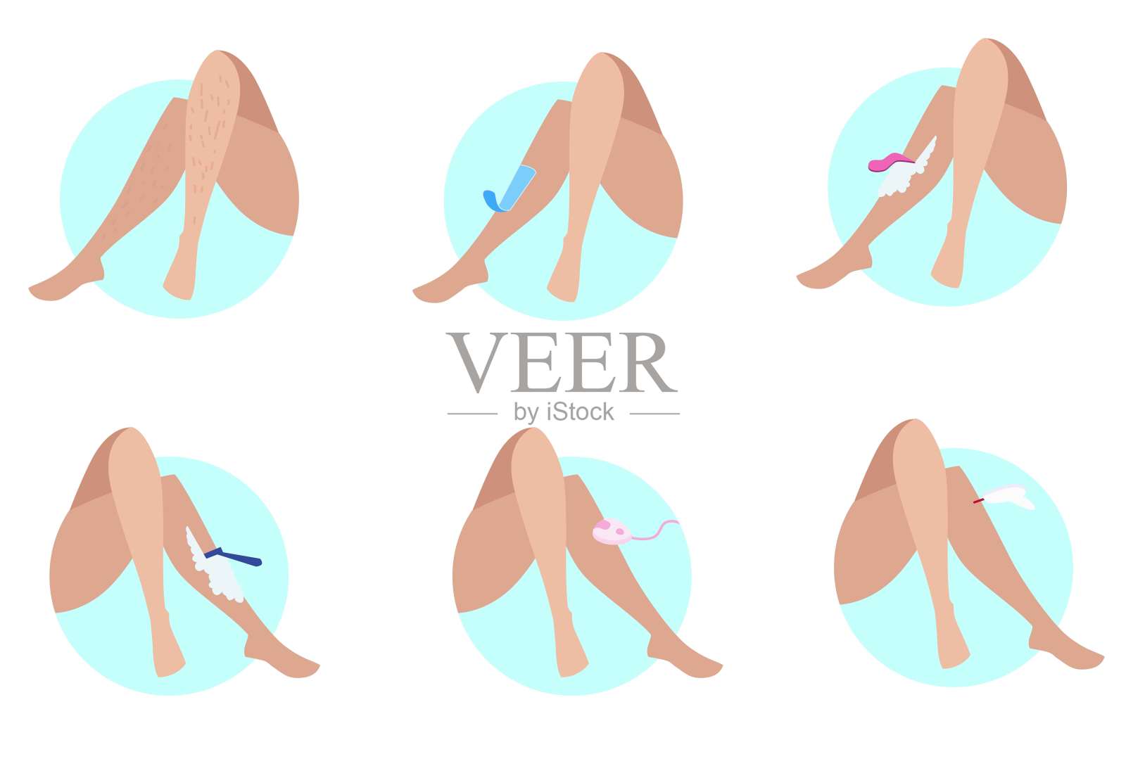 一系列不同的脱毛方法设计元素图片