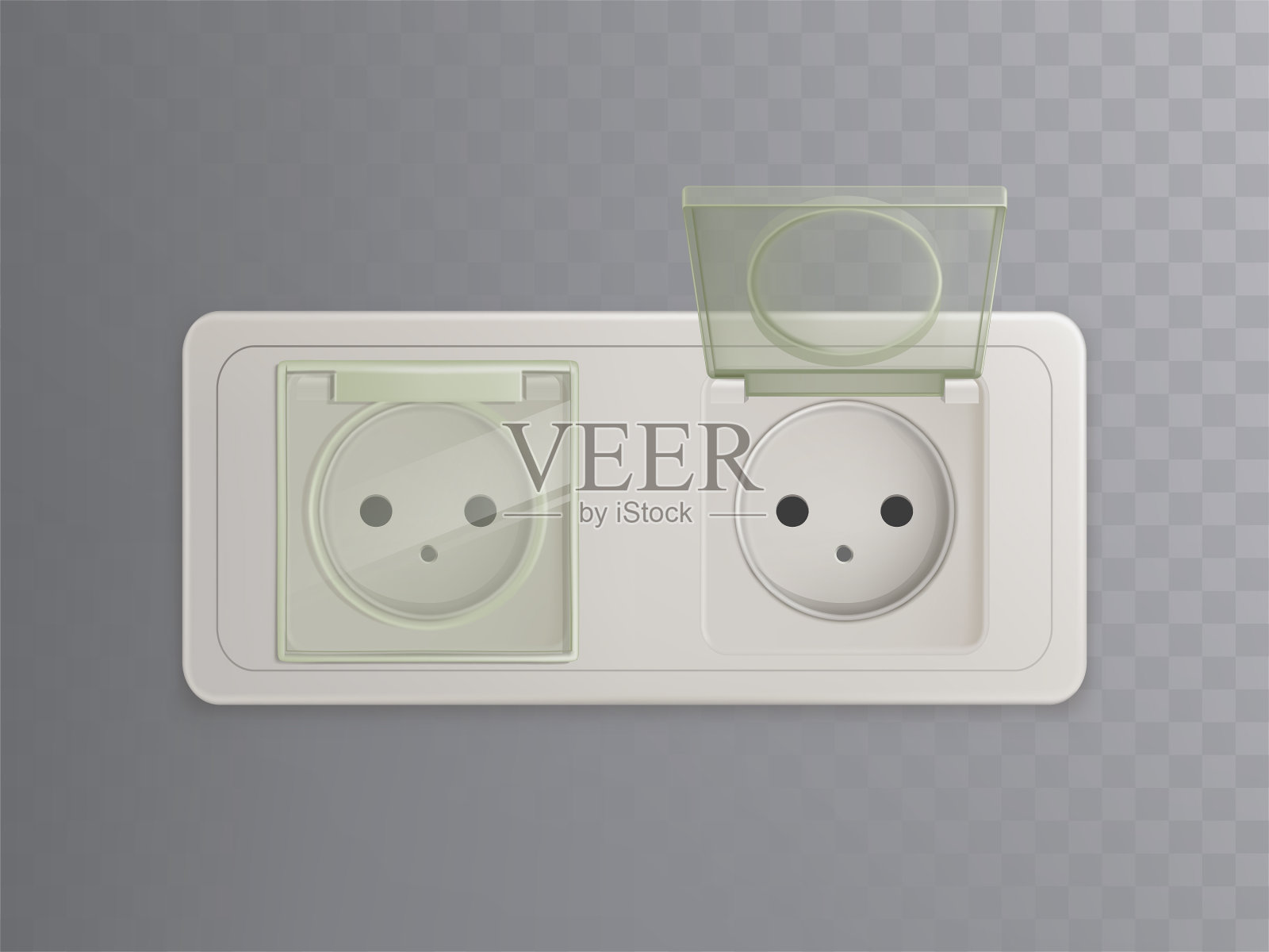 现实的电源插座与塑料帽插画图片素材