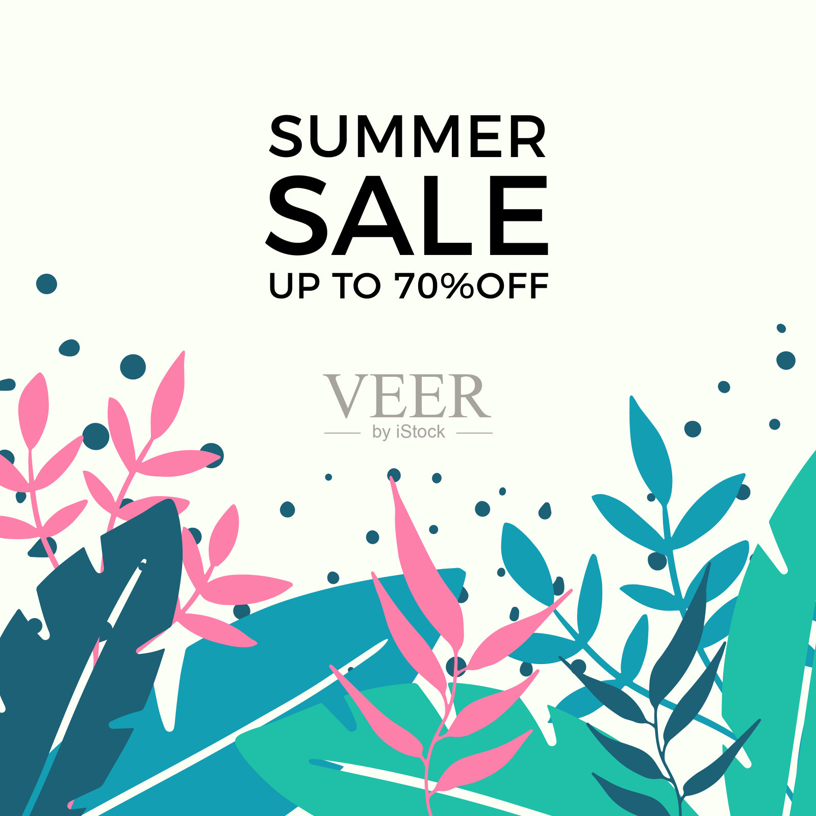 夏季出售横幅设计热带树叶背景。花背景矢量。棕榈叶，怪物叶，植物背景设计墙框版画，墙艺术，邀请，海报插画图片素材