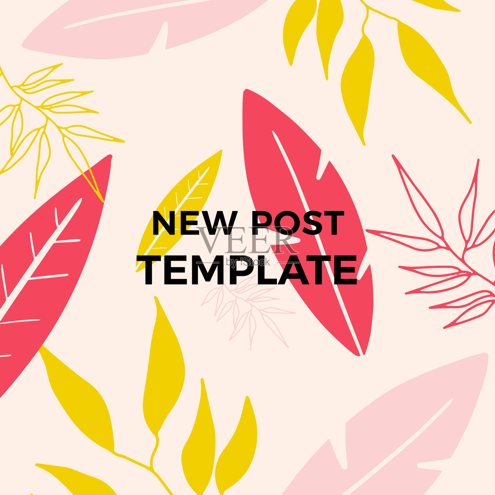 夏季出售横幅设计热带树叶背景。花背景矢量。棕榈叶，怪物叶，植物背景设计墙框版画，墙艺术，邀请，海报插画图片素材