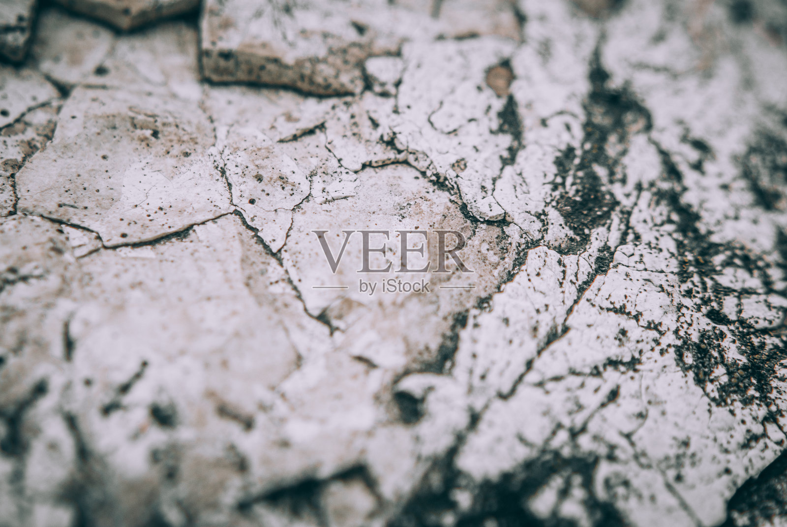 一个浅焦点的特写镜头，白色的岩石表面和划痕照片摄影图片