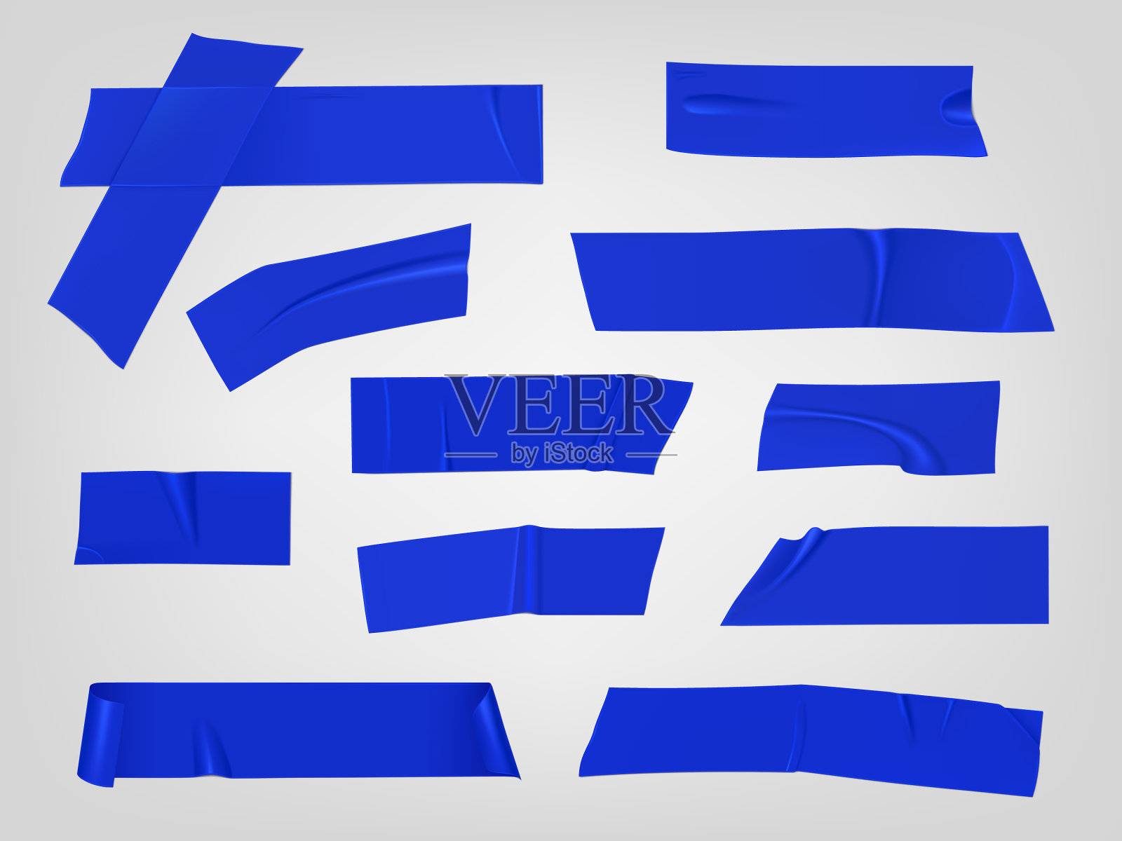 蓝色管道胶带片插画图片素材