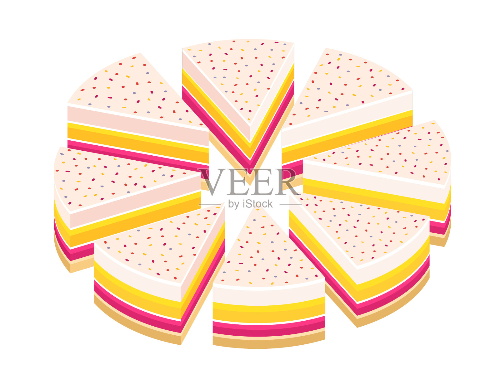 切蛋糕和它的切片部分设计元素图片