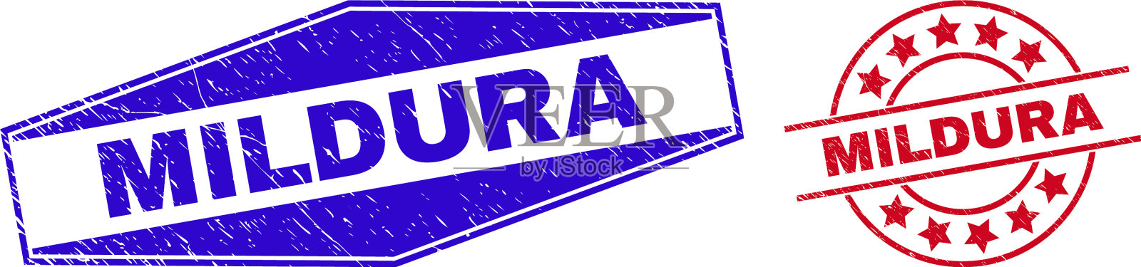 米尔迪拉在圆形和六边形上刻了徽章插画图片素材