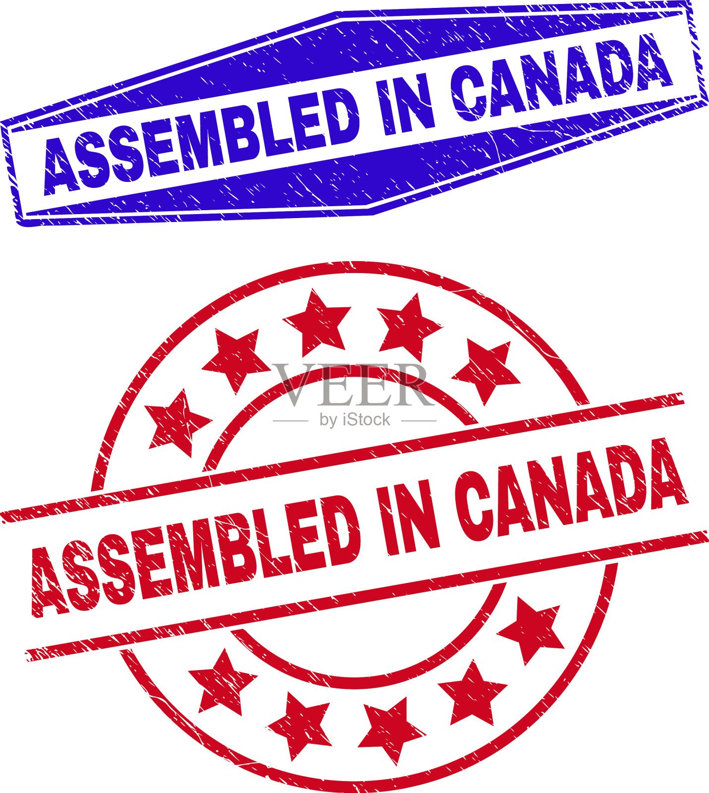 在加拿大组装的垃圾徽章在圆圈和插画图片素材