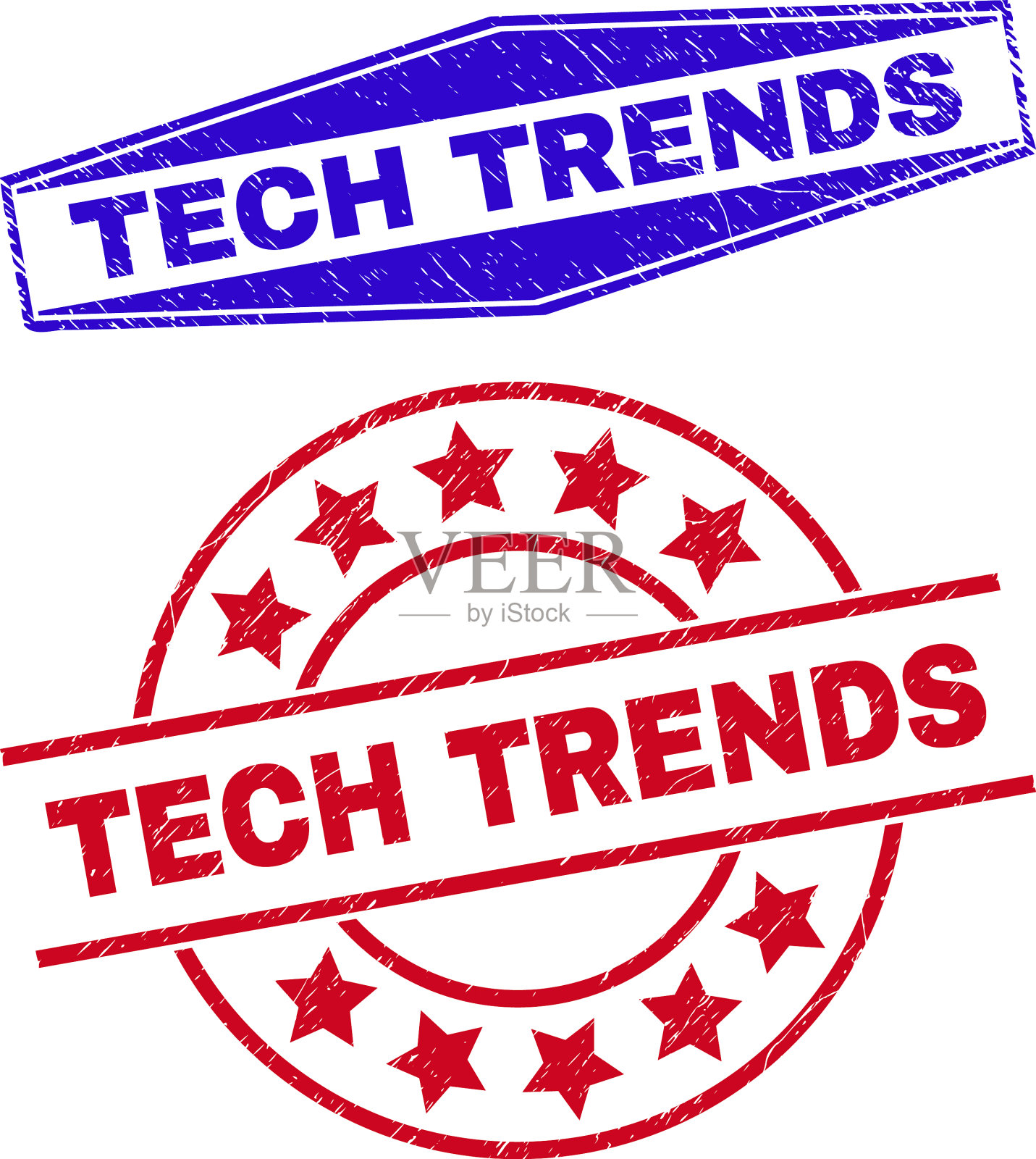 技术趋势困扰密封圆形和六边形插画图片素材