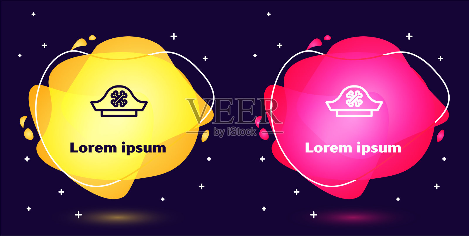 设线海盗帽图标孤立在蓝色图标素材