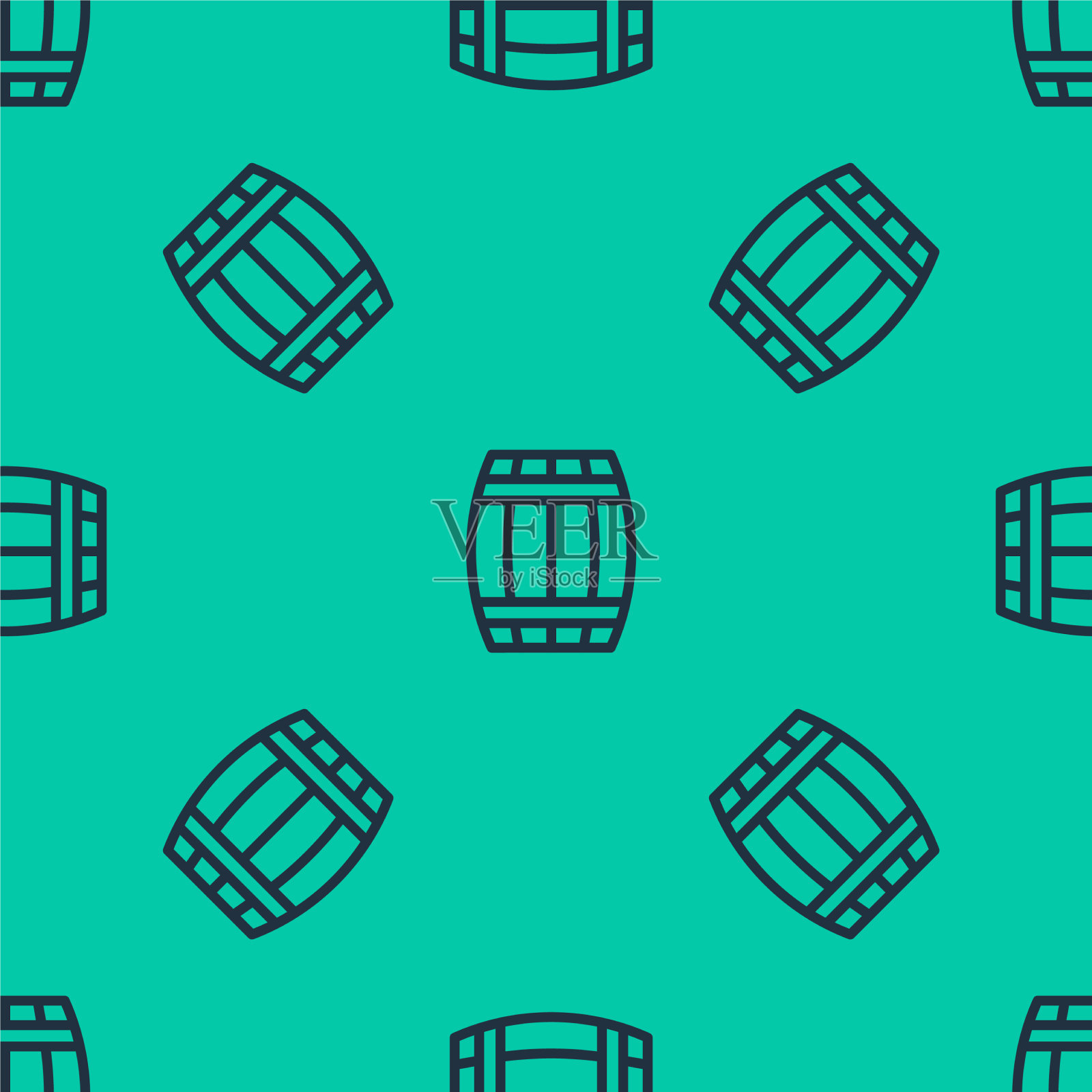 蓝线木桶图标隔离无缝插画图片素材