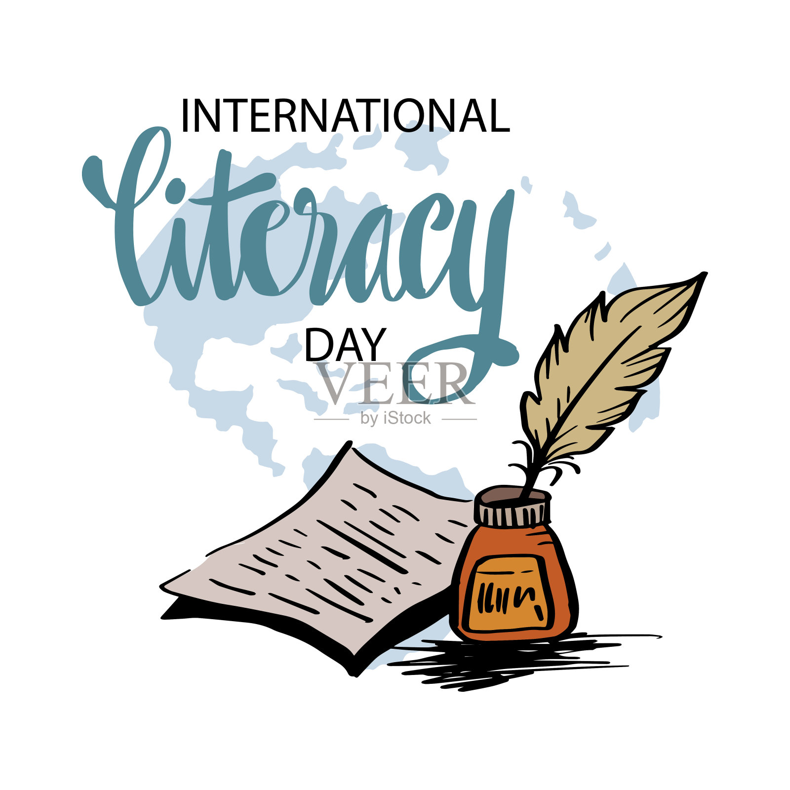 国际扫盲日海报。08年9月。教育的概念插画图片素材