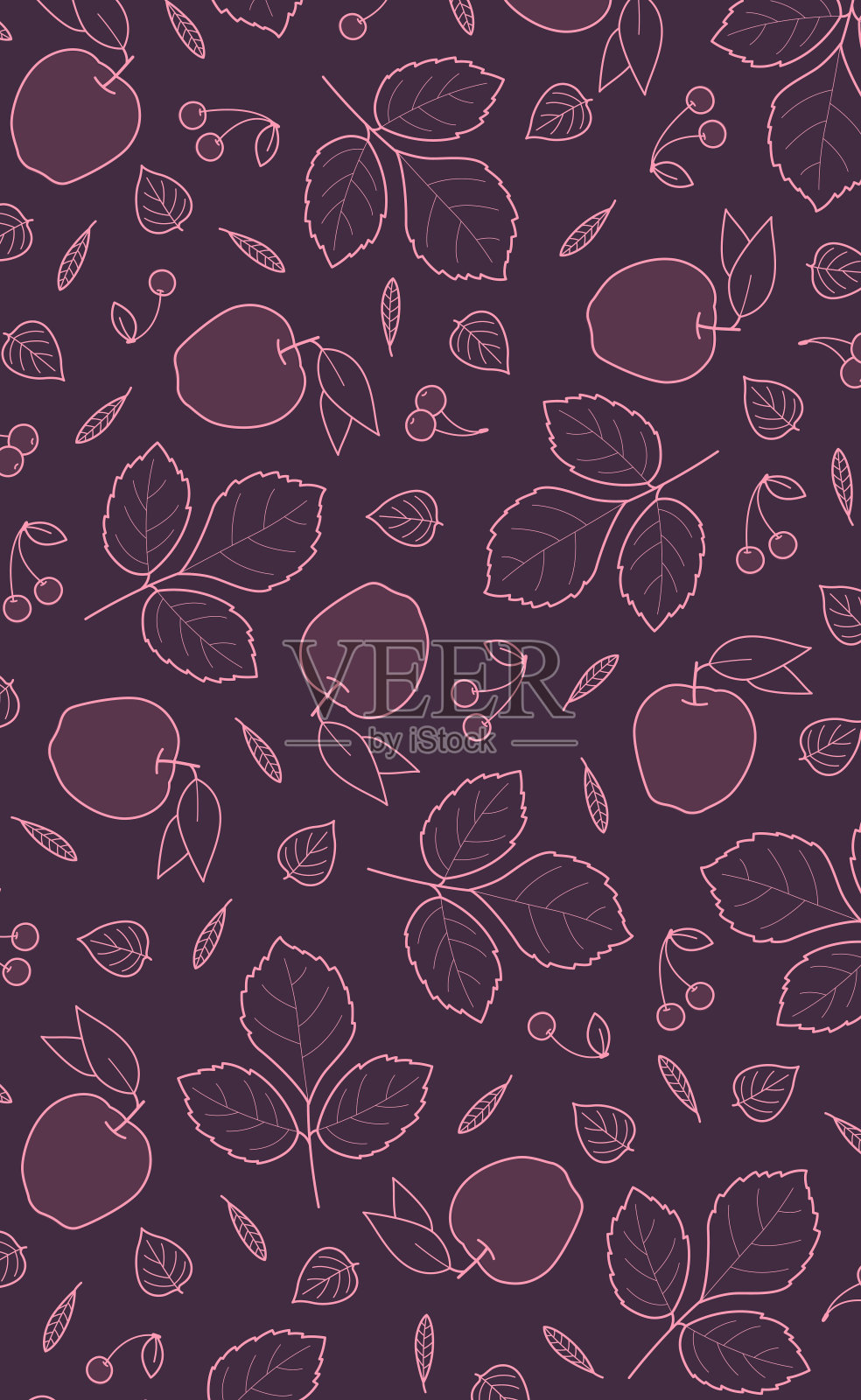 蓝色背景与许多秋天树叶-向量插画图片素材