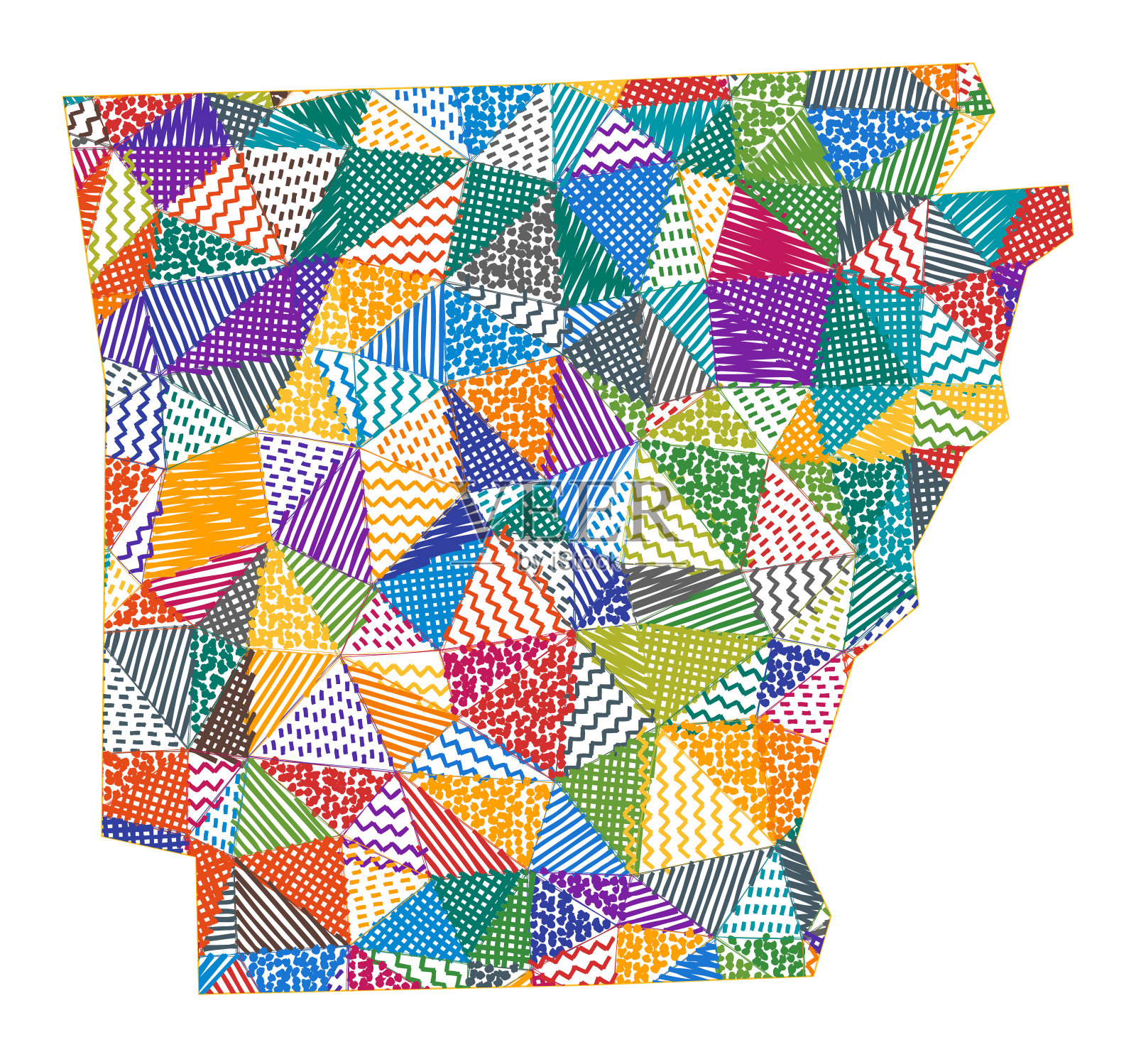 阿肯色州小孩风格的地图。插画图片素材