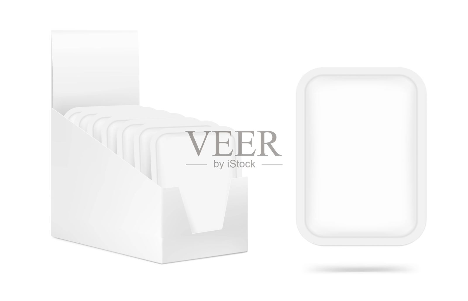 展示盒与小袋包装模型的食品，化妆品和卫生。插画图片素材