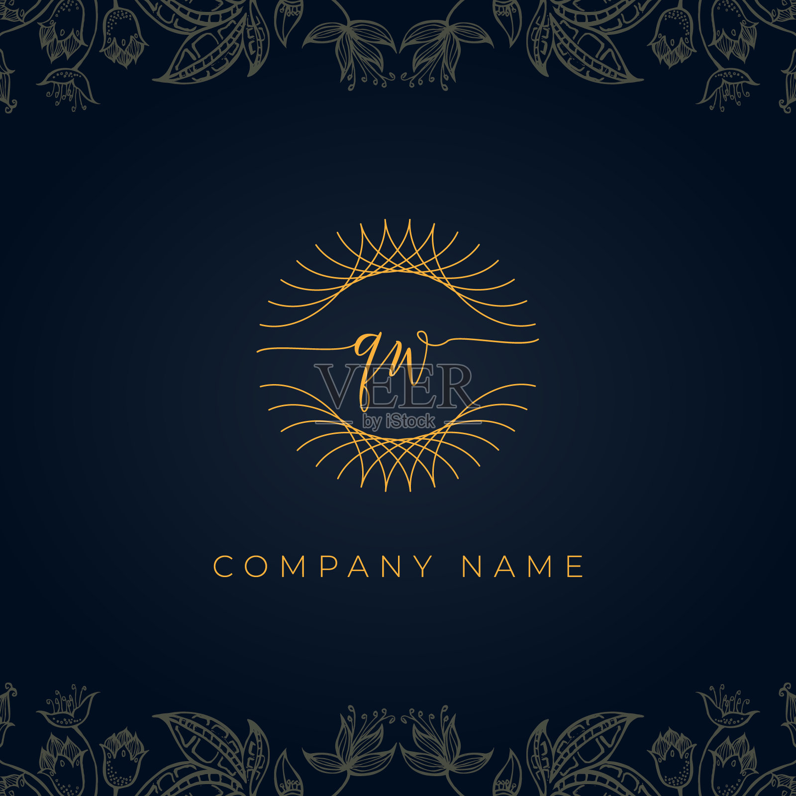 优雅奢华的字母QW标志。插画图片素材