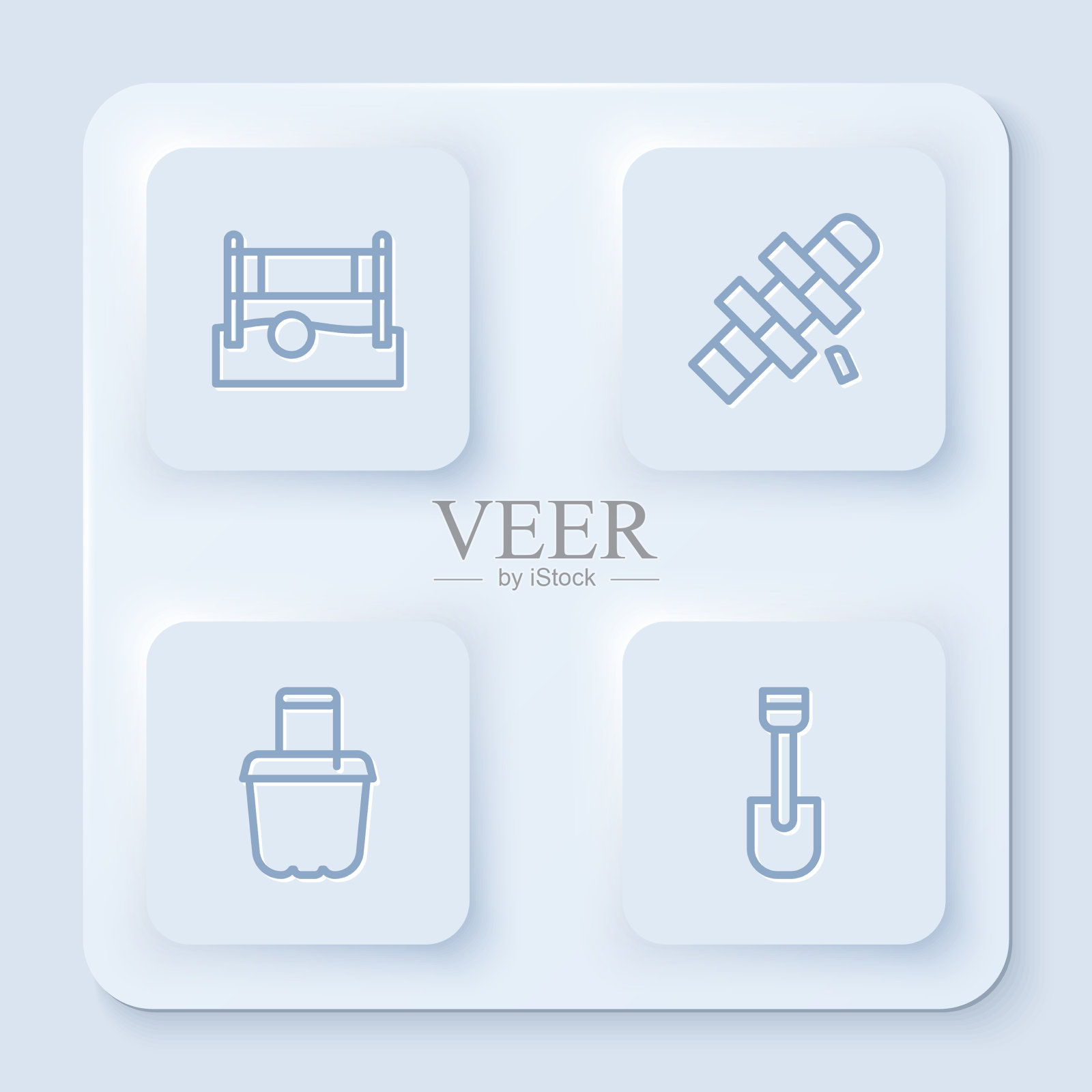设置线排球网与球跳房子沙图标素材
