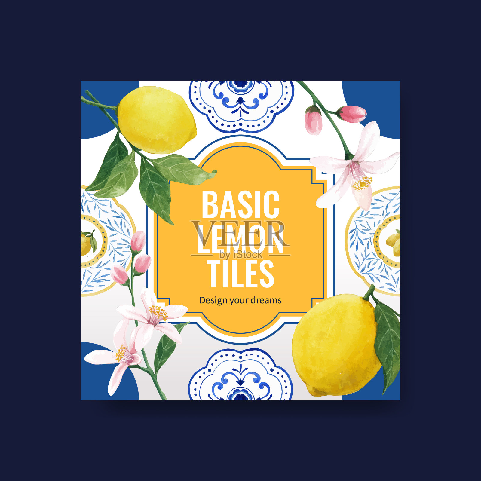 广告模板与意大利瓷砖概念插画图片素材