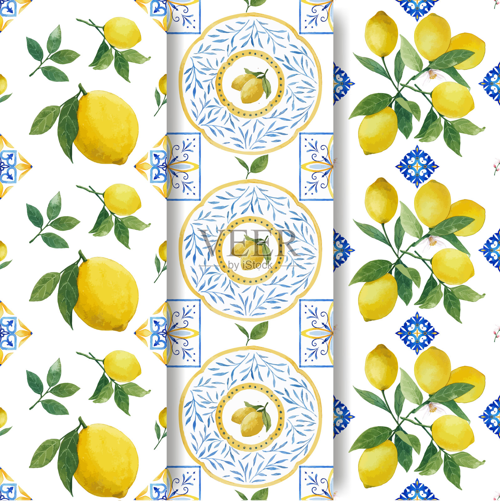 图案模板与意大利瓷砖设计插画图片素材