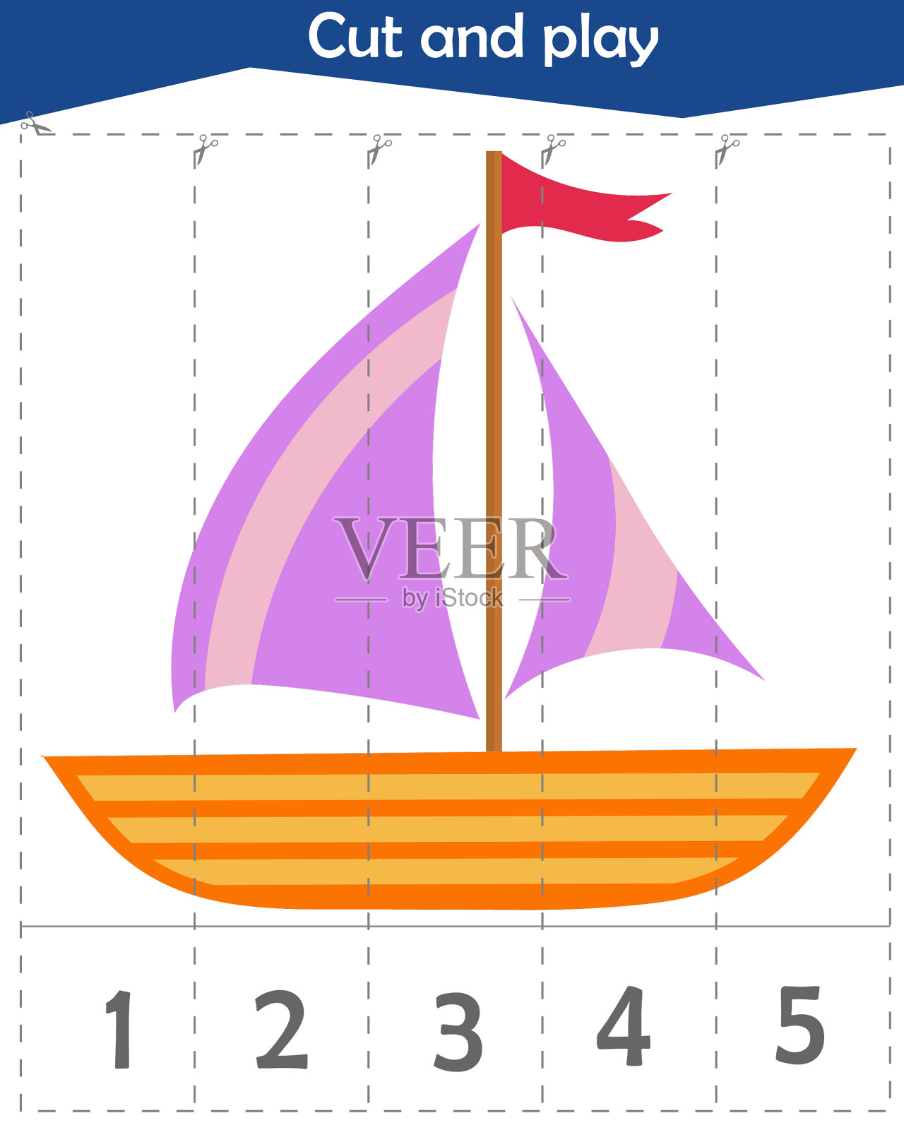 孩子们的数学难题，我们切割和玩插画图片素材
