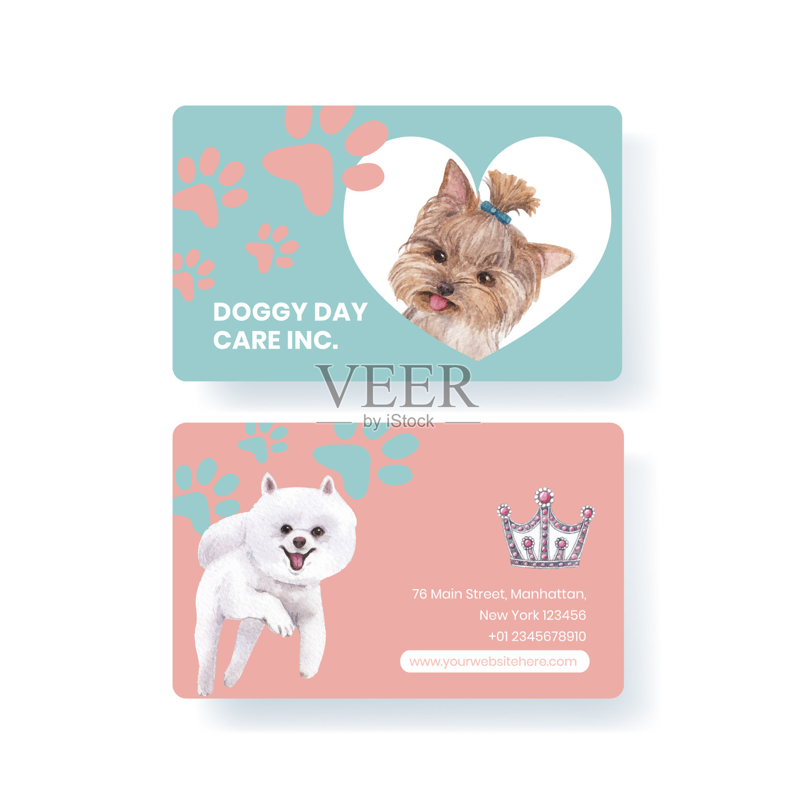 可爱的狗的名片模板设计模板素材