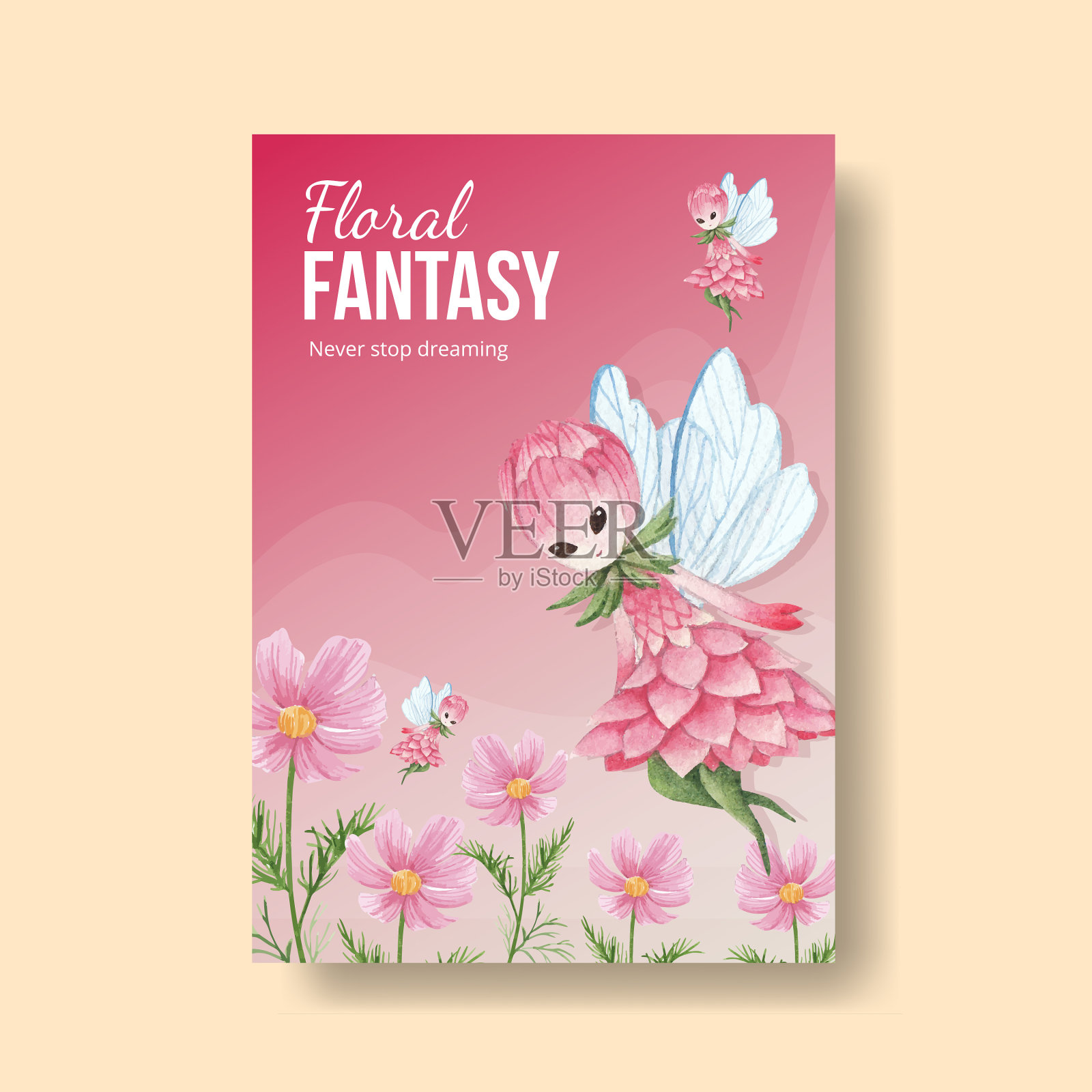 带有花卉特征概念的海报模板设计模板素材