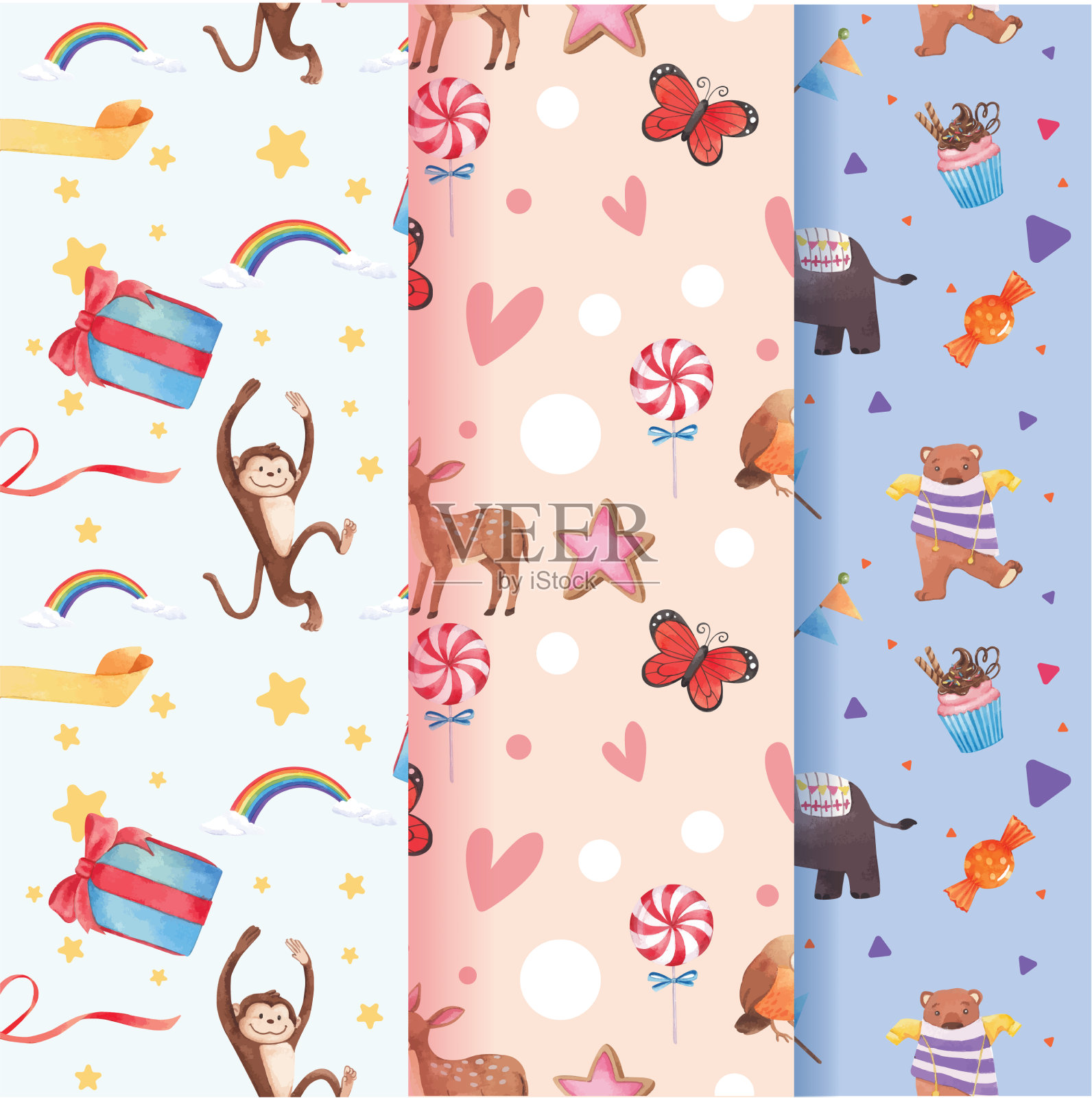 图案采用快乐动物概念设计插画图片素材