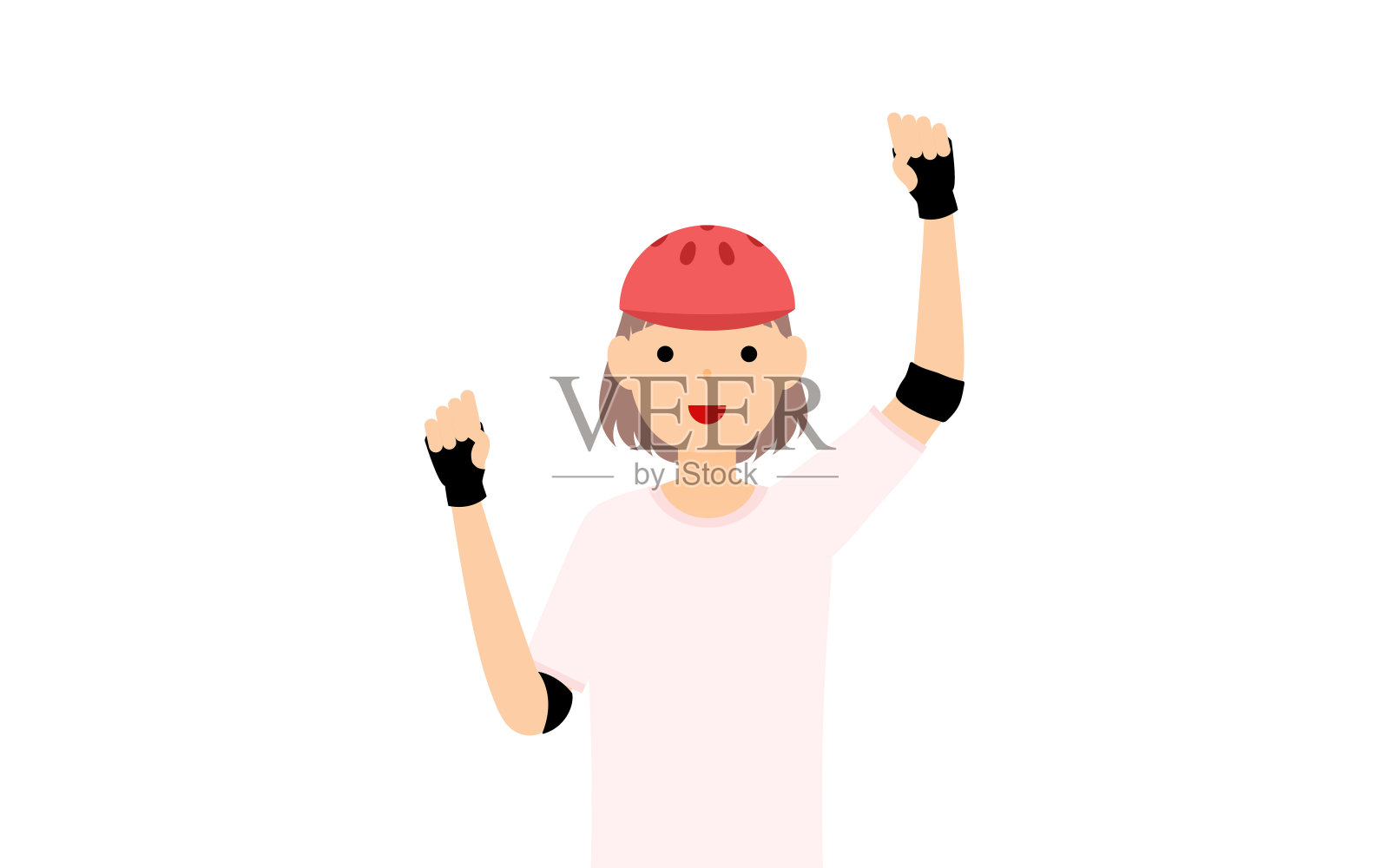 一个滑冰的女孩微笑着，摆出一个大肚子的姿势插画图片素材