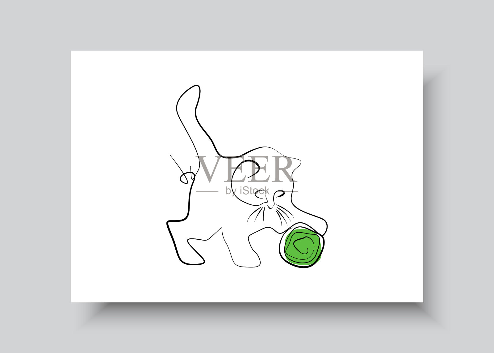 线条艺术猫抽象手画抽象插画图片素材